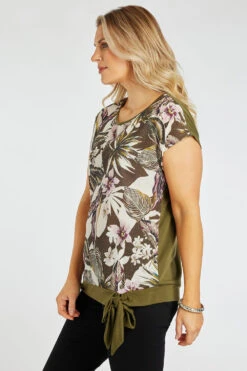 Short Sleeve Hem Tie Side Floral Top -Mod Vanta Sales Store 900400139 alt3