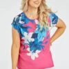 Short Sleeve Trailing Floral Top -Mod Vanta Sales Store 900400363 alt3