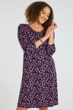 Ditsy Print Jersey Swing Dress