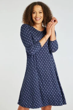 Foulard Print Jersey Swing Dress