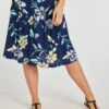 Abstract Flowers Spun Viscose Flippy Skirt -Mod Vanta Sales Store 900401153 alt1