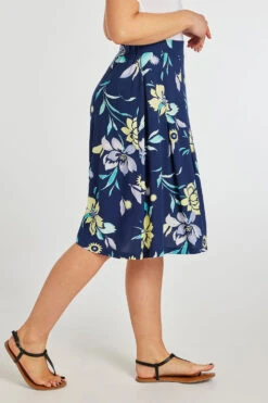 Abstract Flowers Spun Viscose Flippy Skirt -Mod Vanta Sales Store 900401153 alt3