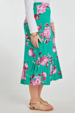 Floral Print Single Tiered Jersey Skirt -Mod Vanta Sales Store 900401231 alt4