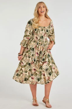 Printed Smock Maxi Dress With Shirred Cuffs -Mod Vanta Sales Store 900401781 alt1