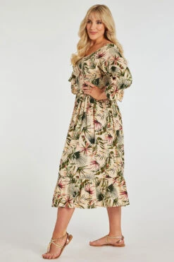 Printed Smock Maxi Dress With Shirred Cuffs -Mod Vanta Sales Store 900401781 alt4