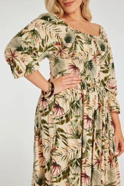Printed Smock Maxi Dress With Shirred Cuffs -Mod Vanta Sales Store 900401781 alt6