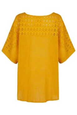 Short Sleeve Broderie Back Linen Look Top -Mod Vanta Sales Store 900401997 3