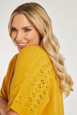 Short Sleeve Broderie Back Linen Look Top -Mod Vanta Sales Store 900401997 alt5