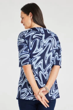 Short Sleeve Eyelet And Marble Design Tunic -Mod Vanta Sales Store 900402007 alt4