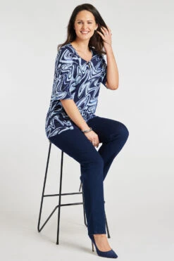 Short Sleeve Eyelet And Marble Design Tunic -Mod Vanta Sales Store 900402007 alt6