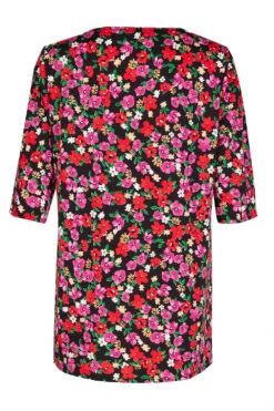 Short Sleeve Ditsy Print Tunic With Eyelet Detail -Mod Vanta Sales Store 900402107 alt2