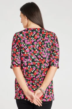 Short Sleeve Ditsy Print Tunic With Eyelet Detail -Mod Vanta Sales Store 900402107 alt4