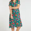 Green Tropical Flower Plisse Dress -Mod Vanta Sales Store 900412031 alt1