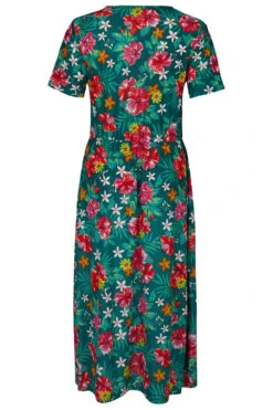 Green Tropical Flower Plisse Dress -Mod Vanta Sales Store 900412031 alt2