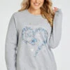 Long Sleeve Blue Heart Butterfly Sweatshirt
