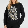Long Sleeve Animal Print With Foil Detail Sweatshirt
