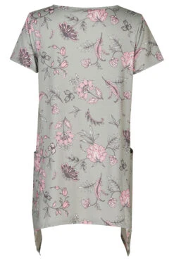 Short Sleeve Hanky Hem Floral Tunic With Metal Ring -Mod Vanta Sales Store 900424439 alt2