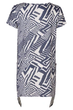 Short Sleeve Geo Print Hanky Hem Tunic With Metal Ring -Mod Vanta Sales Store 900424533 alt2