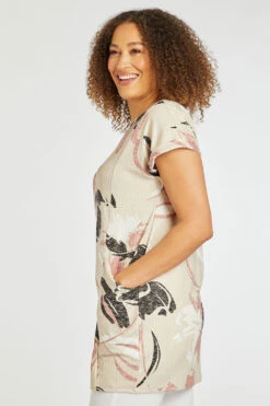 Short Sleeve Abstract Floral Tunic With Pockets -Mod Vanta Sales Store 900424652 alt4