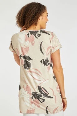 Short Sleeve Abstract Floral Tunic With Pockets -Mod Vanta Sales Store 900424652 alt5