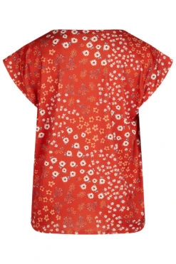 Short Sleeve Twist Front Ditsy Print Top -Mod Vanta Sales Store 900424969 alt2