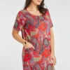 Short Sleeve Paisley Dress With Pockets -Mod Vanta Sales Store 900425069 alt4