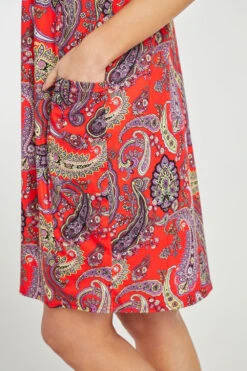 Short Sleeve Paisley Dress With Pockets -Mod Vanta Sales Store 900425069 alt6