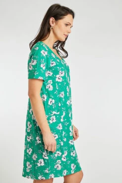 Short Sleeve Floral Print Dress With Pockets -Mod Vanta Sales Store 900425131 alt4