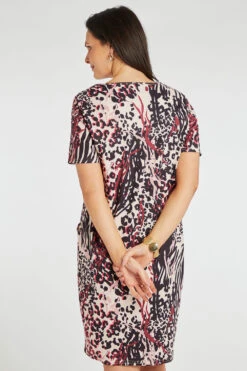 Short Sleeve Abstract Print Dress With Pockets -Mod Vanta Sales Store 900425263 alt4