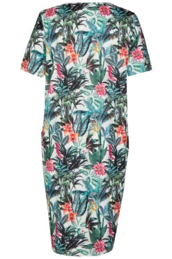 Short Sleeve Tropical Print Dress With Pockets -Mod Vanta Sales Store 900425393 alt2