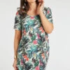 Short Sleeve Tropical Print Dress With Pockets 1 Short Sleeve Tropical Print Dress With Pockets -Mod Vanta Sales Store 900425393 alt3