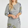 Jersey Shift Dress Withe Purple Flower Design -Mod Vanta Sales Store 900425433 alt1