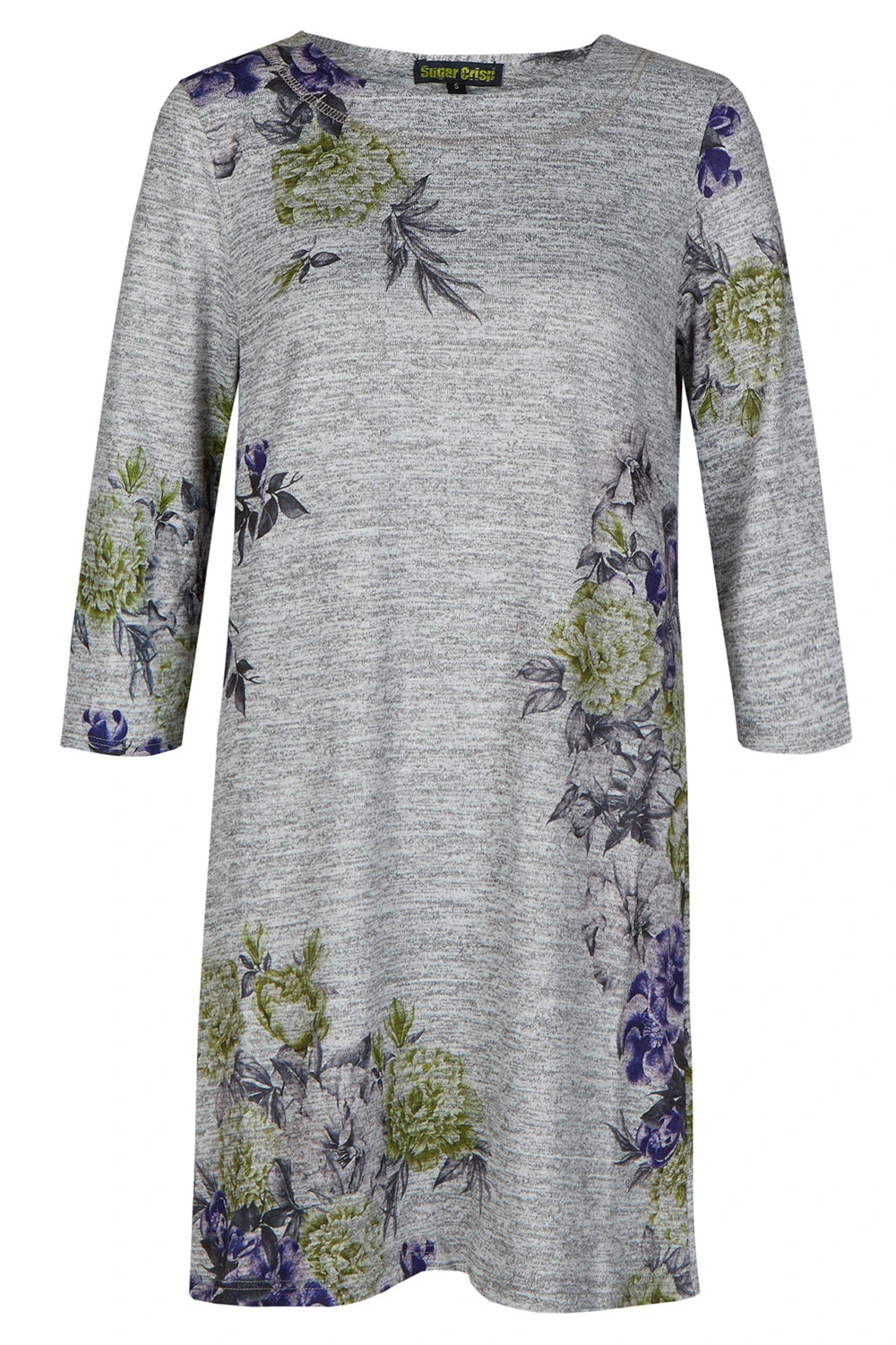 Jersey Shift Dress Withe Purple Flower Design 4 Jersey Shift Dress Withe Purple Flower Design - Image 2