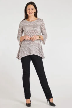 3/4 Sleeve Patchwork Print Tunic 12 3/4 Sleeve Patchwork Print Tunic -Mod Vanta Sales Store 900425739 alt1