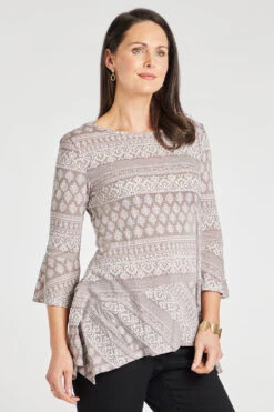 3/4 Sleeve Patchwork Print Tunic 13 3/4 Sleeve Patchwork Print Tunic -Mod Vanta Sales Store 900425739 alt5