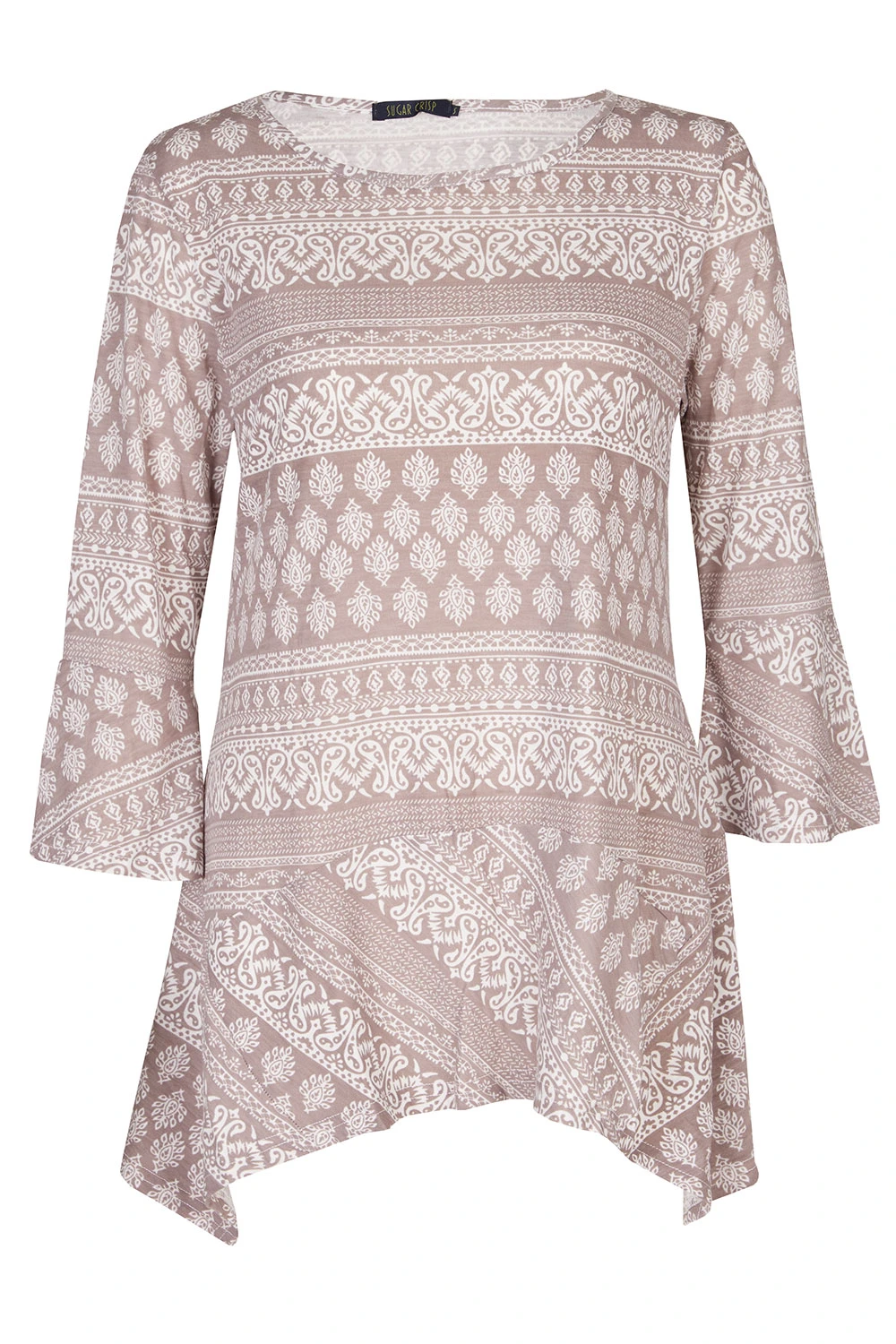 3/4 Sleeve Patchwork Print Tunic 4 3/4 Sleeve Patchwork Print Tunic - Image 2