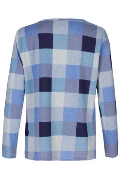 Long Sleeve Blue Check Pattern Top -Mod Vanta Sales Store 900426109 alt2
