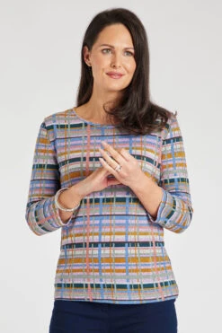 Mod Vanta Sales Store 3 Long Sleeve Multi Check Pattern Top