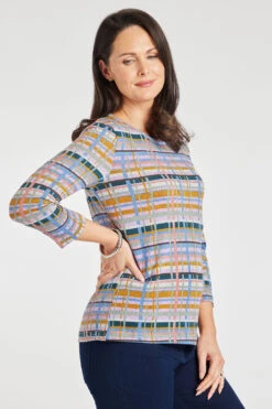 Long Sleeve Multi Check Pattern Top -Mod Vanta Sales Store 900426251 alt3