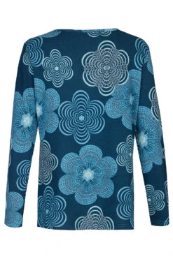 Long Sleeve V-Neck Floral Top With Zip Detail -Mod Vanta Sales Store 900426909 alt2