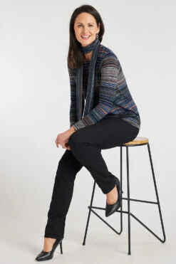 Long Sleeve Striped Top With Scarf -Mod Vanta Sales Store 900427051 alt5