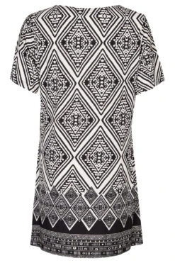 Short Sleeve Contrast Border Print Tunic -Mod Vanta Sales Store 900427207 alt2