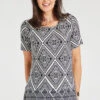 Short Sleeve Contrast Border Print Tunic -Mod Vanta Sales Store 900427207 alt3