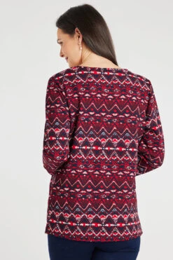 3/4 Sleeve Metal Notch Neck Geo Print Top -Mod Vanta Sales Store 900428869 alt4