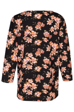 3/4 Sleeve Zip Neck Floral Top -Mod Vanta Sales Store 900429007 alt2