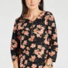 3/4 Sleeve Zip Neck Floral Top -Mod Vanta Sales Store 900429007 alt3