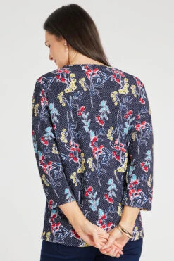 3/4 Sleeve Lace Shoulder Floral Top -Mod Vanta Sales Store 900429153 alt4