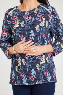 3/4 Sleeve Lace Shoulder Floral Top -Mod Vanta Sales Store 900429153 alt5