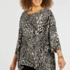 Stella Morgan - Long Sleeve Hanky Hem Animal Print Blouse -Mod Vanta Sales Store 900444433 alt3