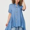Stella Morgan - Short Sleeve Button Through High Low Hem Tunic